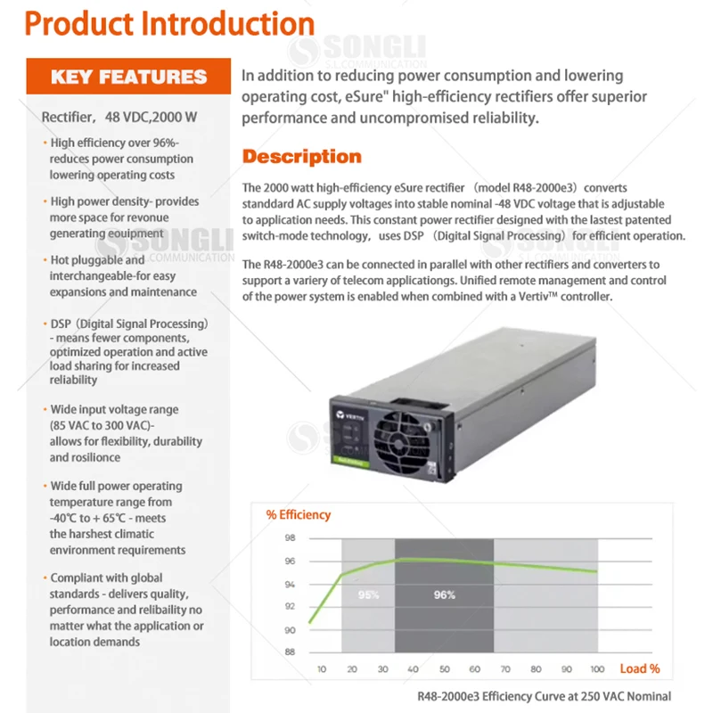 vertiv r48 2000e3 48v high efficiency telecom power rectifier module vertiv r48 2000e3 48v high efficiency telecom power rectifier module