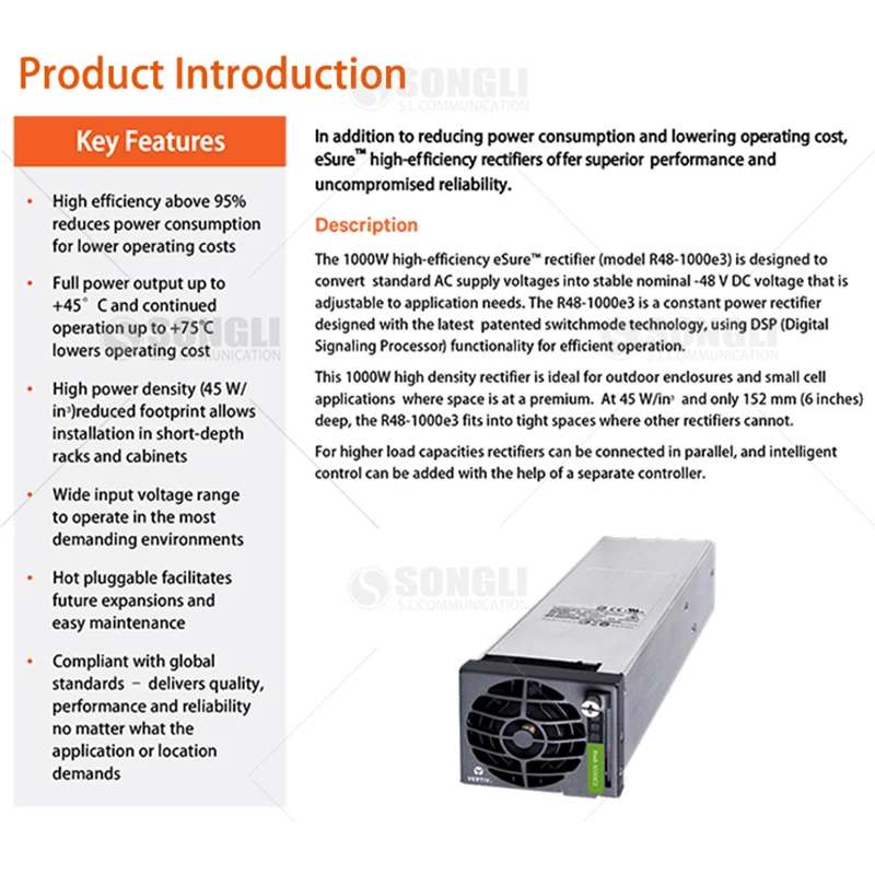 vertiv r48 1000e3 48v high efficiency telecom power rectifier module vertiv r48 1000e3 48v high efficiency telecom power rectifier module